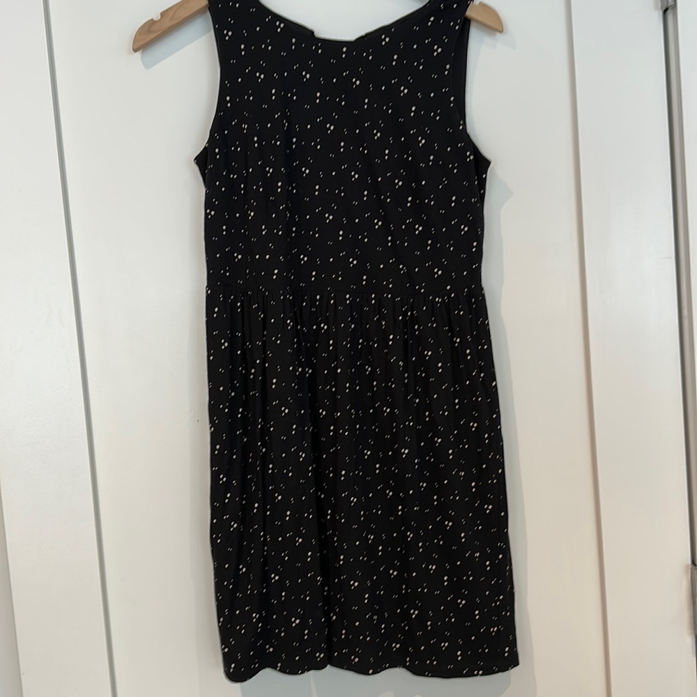 Black small dot print mini dress.